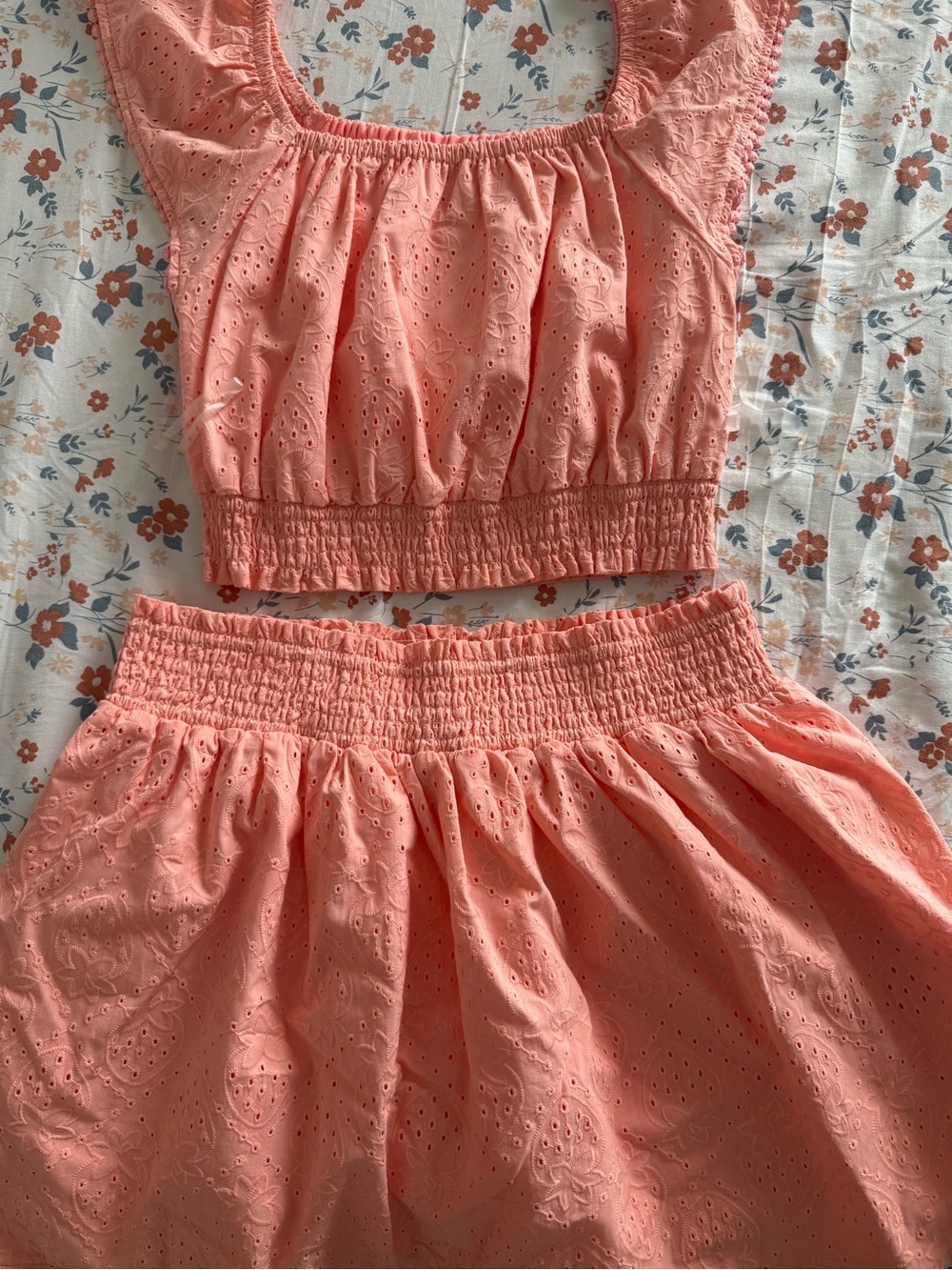 Crop Top & Skirt Set - Coral Pink
